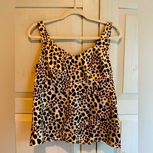 Talbots Stretch Silk Charmeuse Leopard Print Camisole Blouse Like New